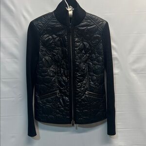 Per Se Carlisle Black Quilted Jacket Merino Wool Knit Sleeves Size 2